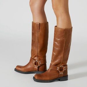 Brown Leather Knee-High Boots